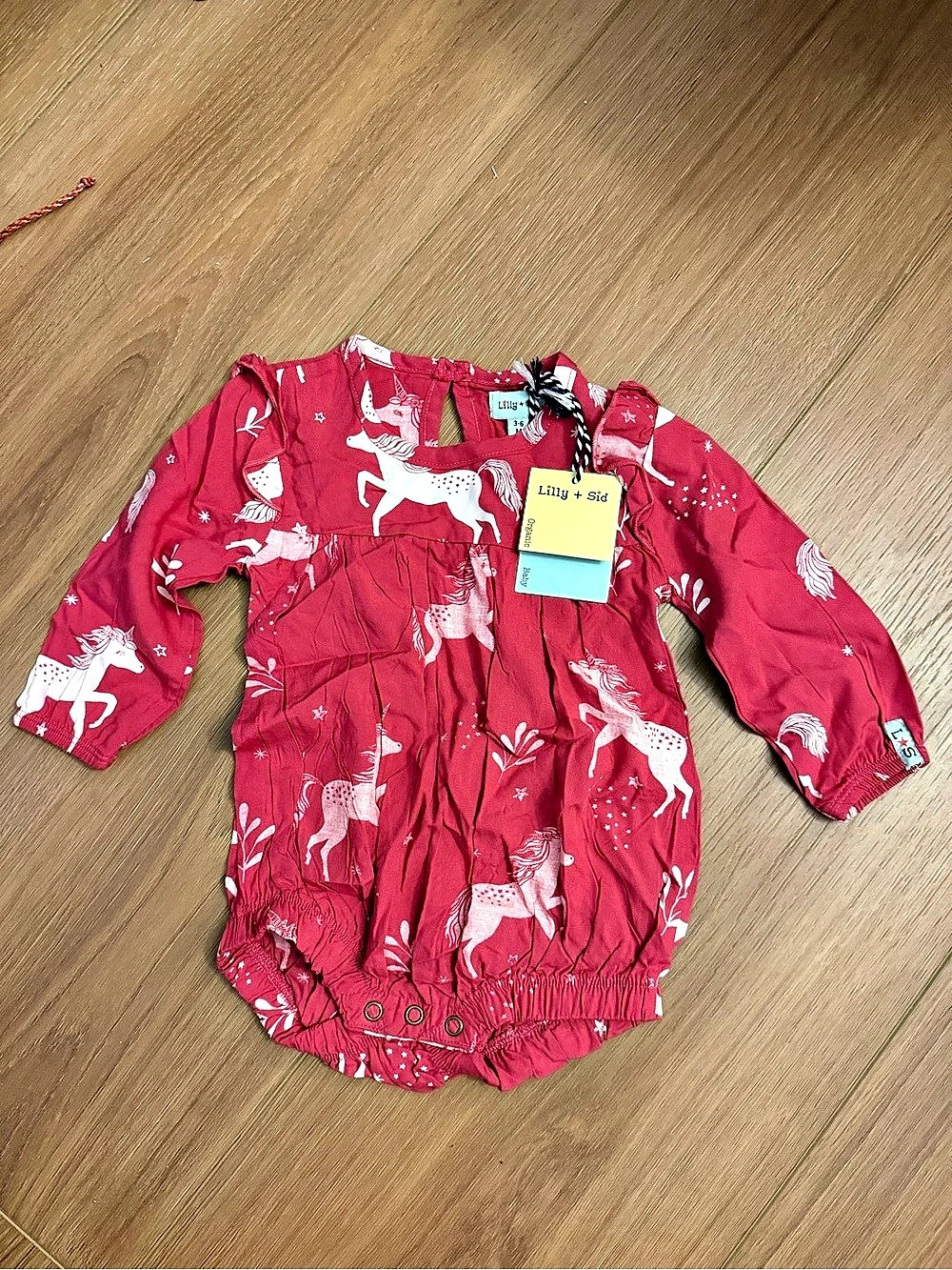 Lilly + Sid Unicorn Bubble Romper Red & Pink Baby 3-6M ✨
